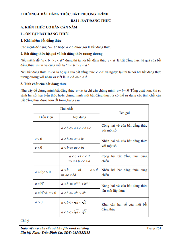 Phân loại và phương pháp giải bài tập bất đẳng thức - bất phương trình